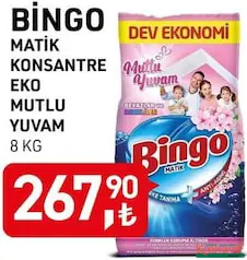 BİNGO MATİK KONSANTRE EKO MUTLU YUVAM TOZ DETERJAN 8 KG